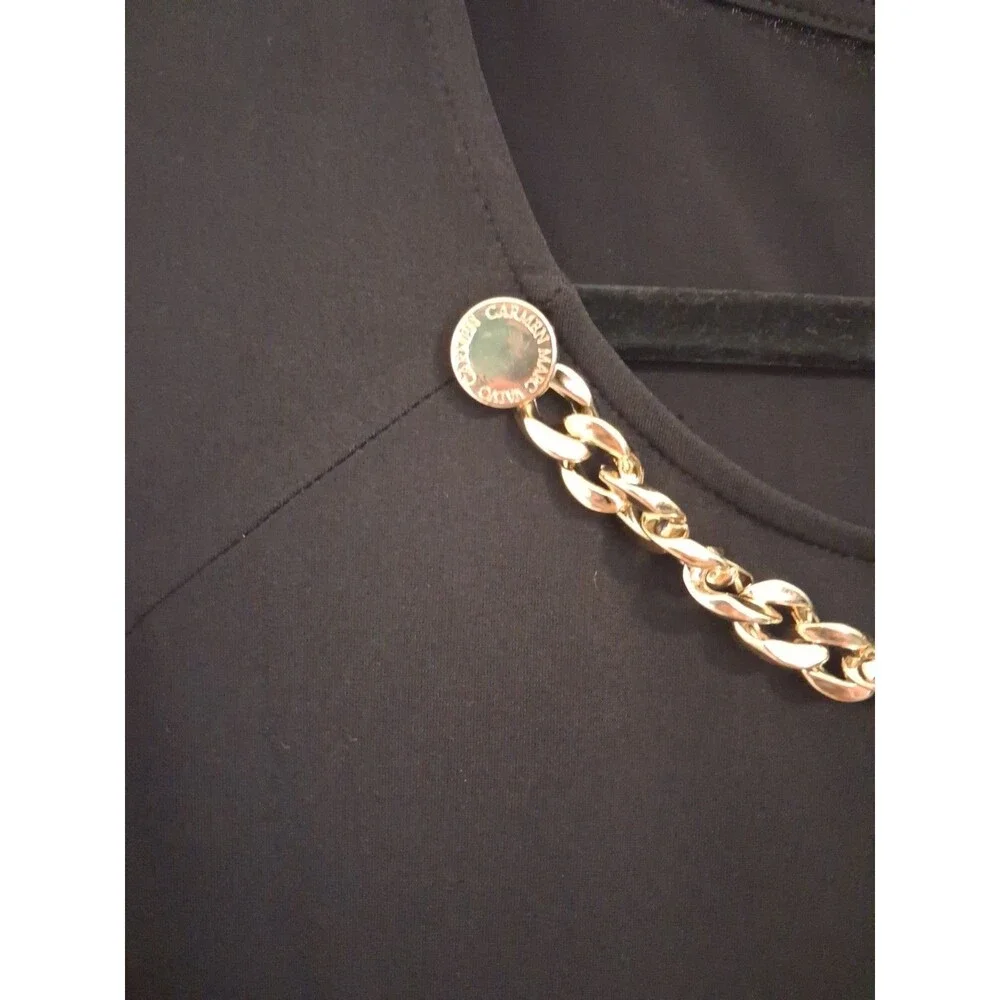 Carmen Marc Valvo Black Chain Tank Top Medium Taylor Swift Inspired Chic Mod - Picture 3 of 8